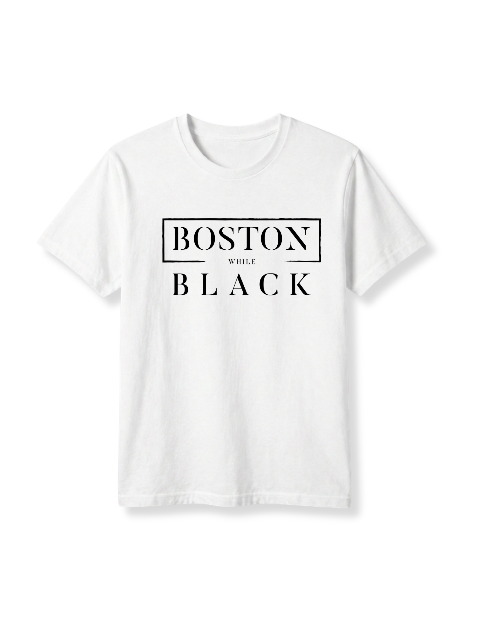 Boston While Black Logo Tee (White - Unisex)