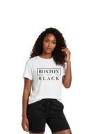 Boston While Black Logo Tee (White - Unisex)